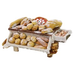 Bench with bread cm 12x8x6,5 h for Nativity scene 2