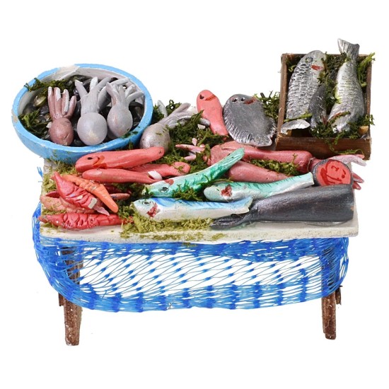 Banco del pescivendolo cm 11x8x6 h per Presepe Mondo Presepi