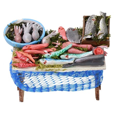 Banco del pescivendolo cm 11x8x6 h per Presepe Mondo Presepi