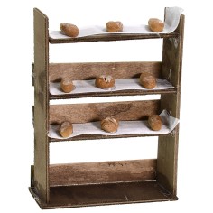 Estantería de madera con pan de 10x3x14 cm de altura.