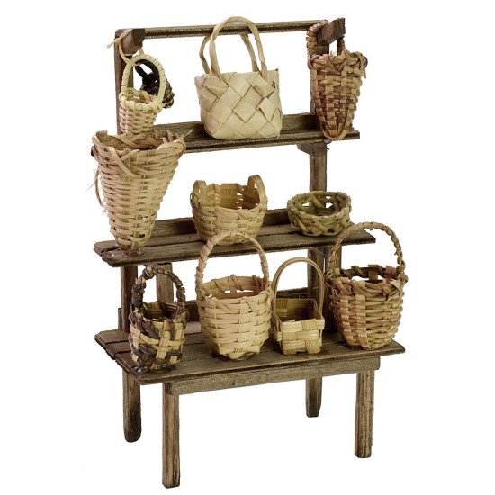Market stall with baskets cm 10x5,5x15 h for Nativity scene