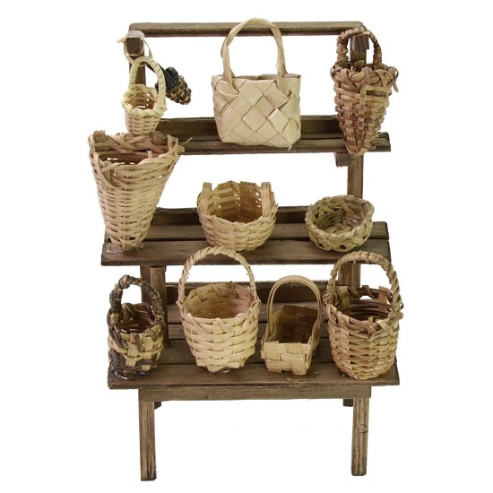 Market stall with baskets cm 10x5,5x15 h for Nativity scene
