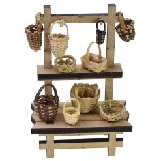 Bancarella con cestini cm 10,5x5,5x15 h per Presepe Mondo 2