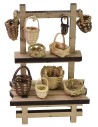 Bancarella con cestini cm 10,5x5,5x15 h per Presepe Mondo