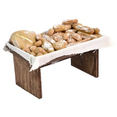 Bench with bread cm 9,5x7x6,5 h for Nativity scene