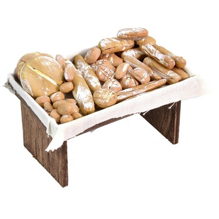 Bench with bread cm 9,5x7x6,5 h for Nativity scene
