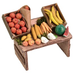 Banco del fruttivendolo cm 9x6x7,5 h per Presepe
