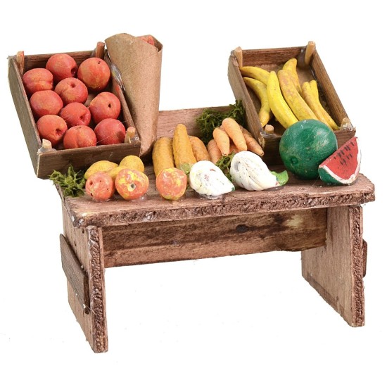 Banco del fruttivendolo cm 9x6x7,5 h per Presepe
