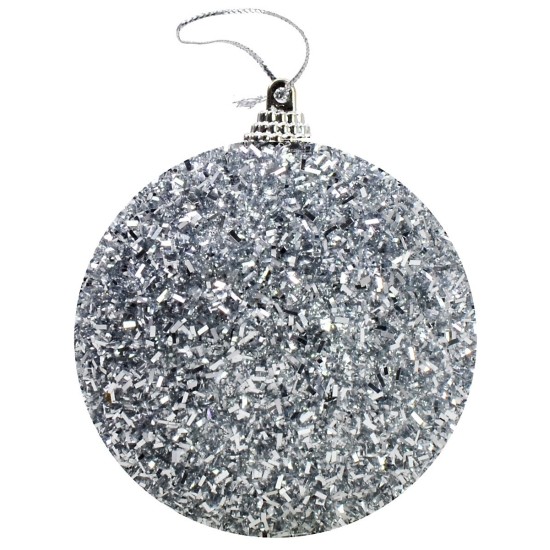 Bola de plata con destellos y purpurina ø 10 cm Navidad