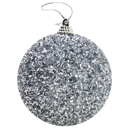 Bola de plata con destellos y purpurina ø 10 cm Navidad