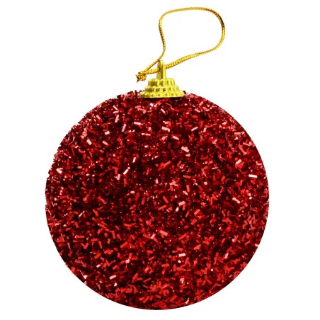 Bola roja con lentejuelas y purpurina ø 8 cm Navidad Mundo