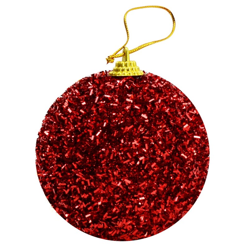 Pallina rossa con pagliuzze e glitter ø 10 cm Natale Mondo