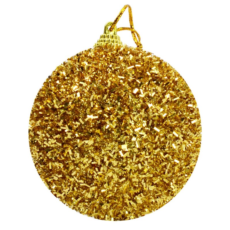 Ball gold with clowning and glitter ø 8 cm Christmas
