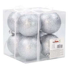 Juego de 8 bolas plateadas brillantes de ø 8 cm para árbol de