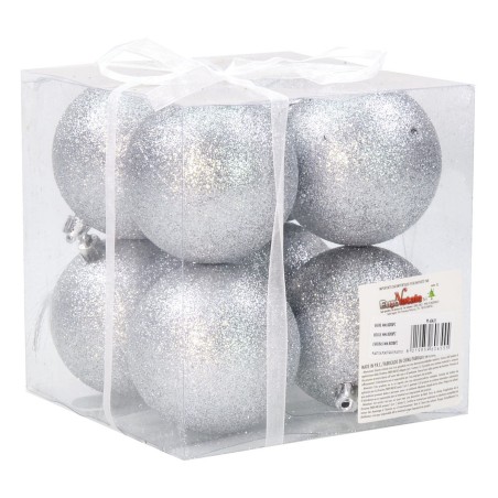 Juego de 8 bolas plateadas brillantes de ø 8 cm para árbol de