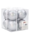 Sep 8 silver balls glittered ø 8 cm per Christmas tree