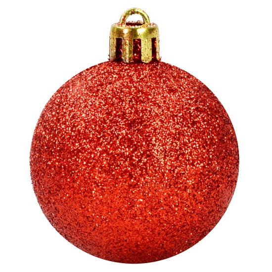 Sep 8 red balls glittered ø 8 cm per Christmas tree