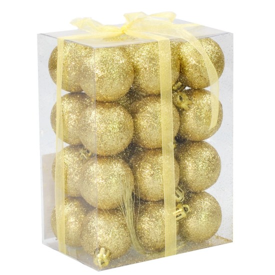 Juego de 24 bolas doradas brillantes de ø 4 cm para árbol de