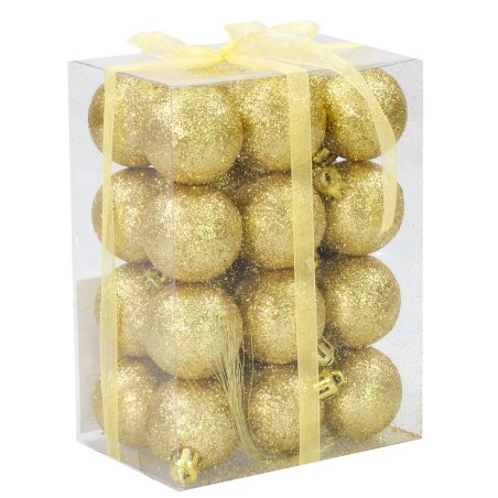 Sep 24 gold balls glittered ø 4 cm per Christmas tree