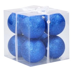 Juego de 8 bolas azules brillantes ø 8 cm para árbol de Navidad