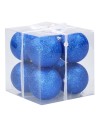 Juego de 8 bolas azules brillantes ø 8 cm para árbol de Navidad