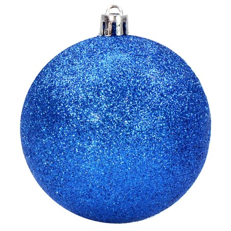 Set 8 palline blu brillantato ø 8 cm per albero di Natale Mondo