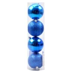 Juego de 4 bolas azules ø 8 cm para árbol de Navidad