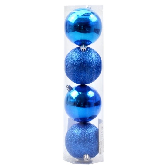Juego de 4 bolas azules ø 8 cm para árbol de Navidad