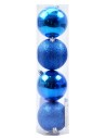 Juego de 4 bolas azules ø 8 cm para árbol de Navidad