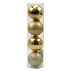 Juego de 4 bolas doradas ø 8 cm para árbol de Navidad