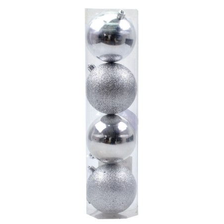 Juego de 4 bolas plateadas ø 8 cm para árbol de Navidad