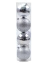 Juego de 4 bolas plateadas ø 8 cm para árbol de Navidad