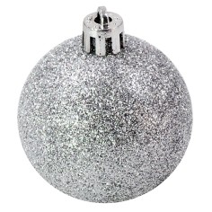 Conjunto de 3 bolas plateadas con brillantina ø 12 cm para árbol de 2