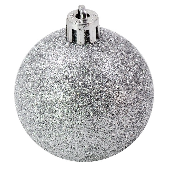 Sep 3 silver balls with glitter ø 12 cm per Christmas tree