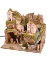 Nacimiento completo de estatuas Landi con luces y cascada funcionando