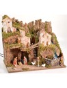 Nacimiento completo de estatuas Landi con luces y cascada funcionando