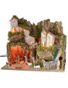 Nacimiento completo de estatuas Landi con luces y cascada funcionando