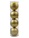 Set 4 palline oro brillantato ø 10 cm per albero di Natale