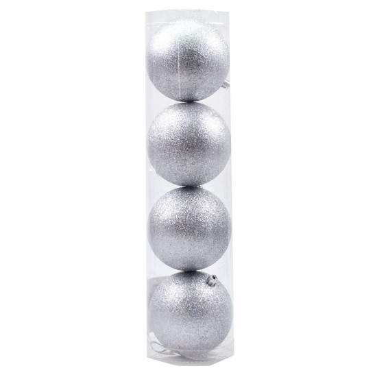 Juego de 4 bolas plateadas ø 10 cm para árbol de Navidad