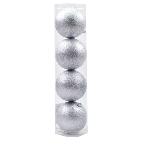 Juego de 4 bolas plateadas ø 10 cm para árbol de Navidad