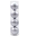 Juego de 4 bolas plateadas ø 10 cm para árbol de Navidad