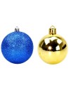 Juego de 6 bolas azul y oro de ø 10 cm para árbol de Navidad