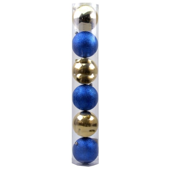 Juego de 6 bolas azul y oro de ø 10 cm para árbol de Navidad