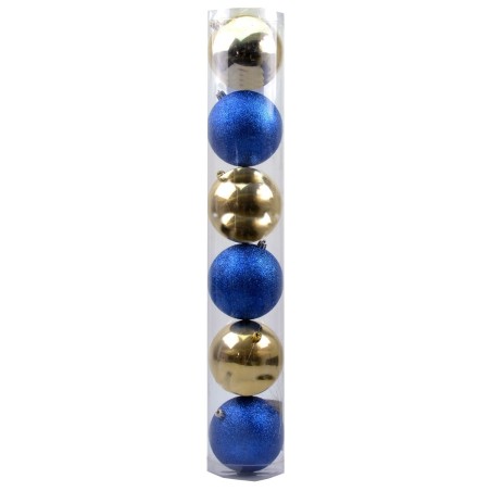 Juego de 6 bolas azul y oro de ø 10 cm para árbol de Navidad