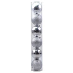 Juego de 6 bolas plateadas ø 10 cm para árbol de Navidad
