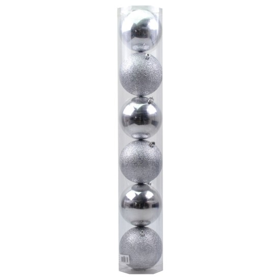 Juego de 6 bolas plateadas ø 10 cm para árbol de Navidad
