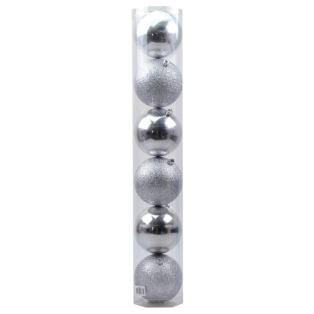 Juego de 6 bolas plateadas ø 10 cm para árbol de Navidad