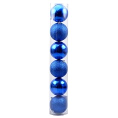 Conjunto de 6 bolas azules ø 10 cm para árbol de Navidad