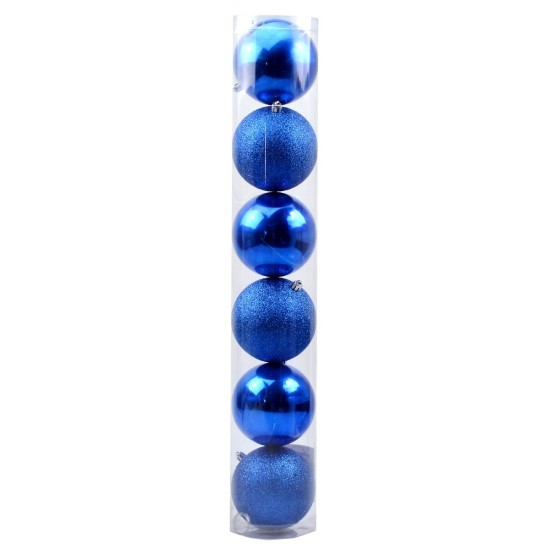 Conjunto de 6 bolas azules ø 10 cm para árbol de Navidad