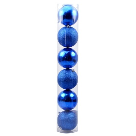 Conjunto de 6 bolas azules ø 10 cm para árbol de Navidad